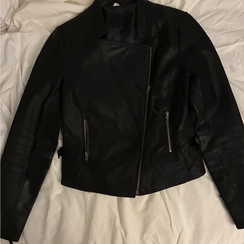 Black Women's genuine Leather Moto Jacket